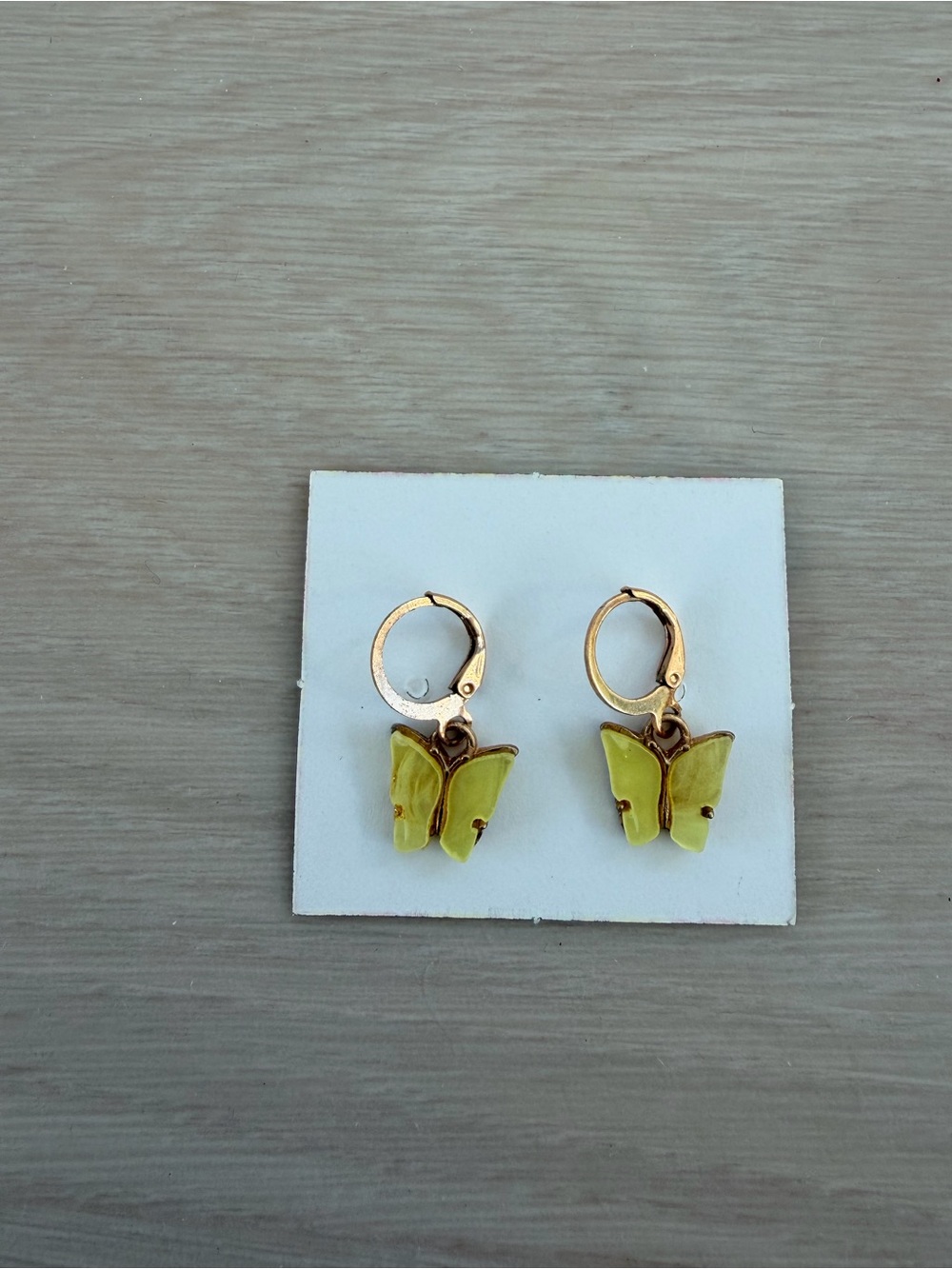Gold-Tone Yellow Butterfly & White daisy Drop Earrings
